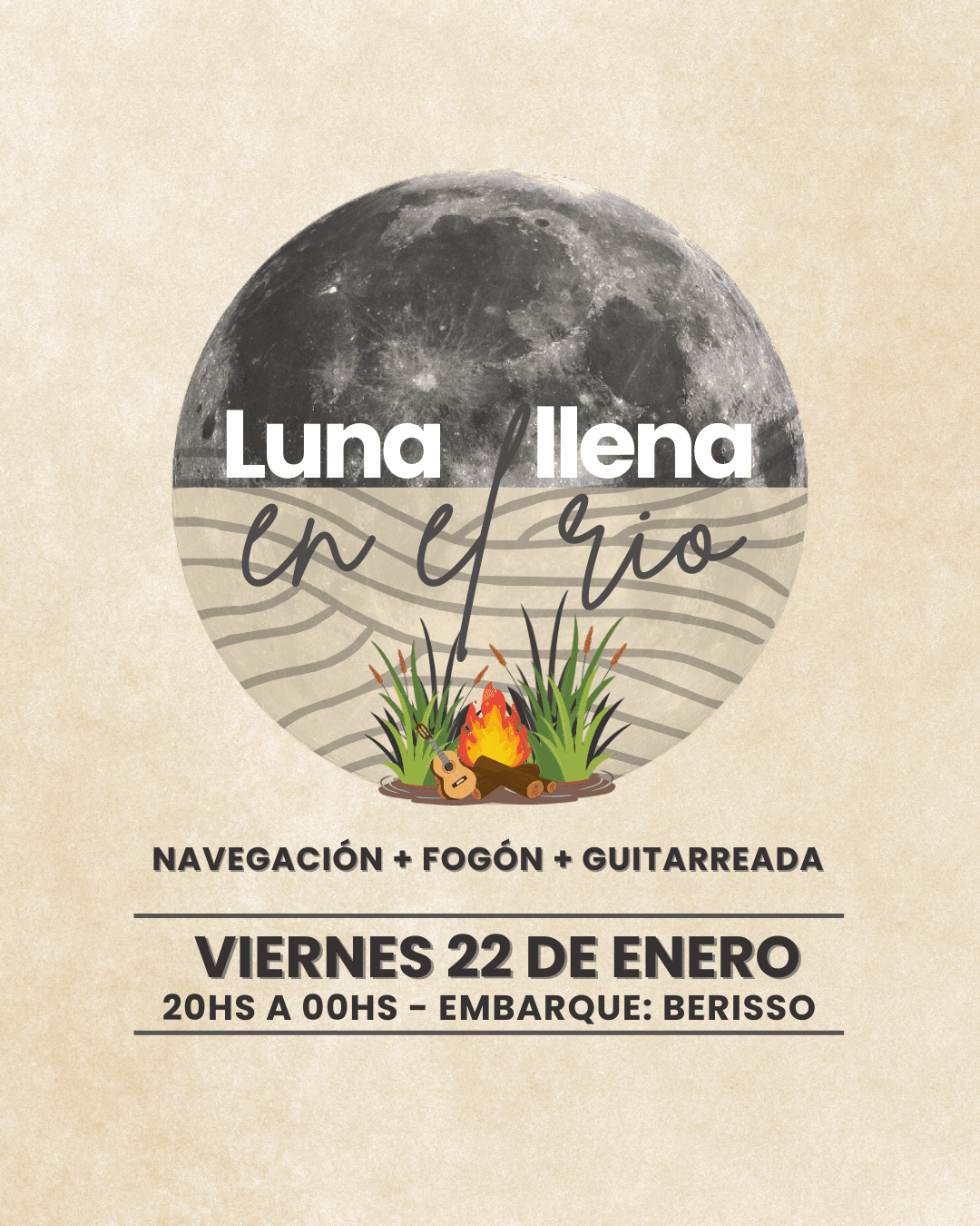 Luna llena en el río - Enero